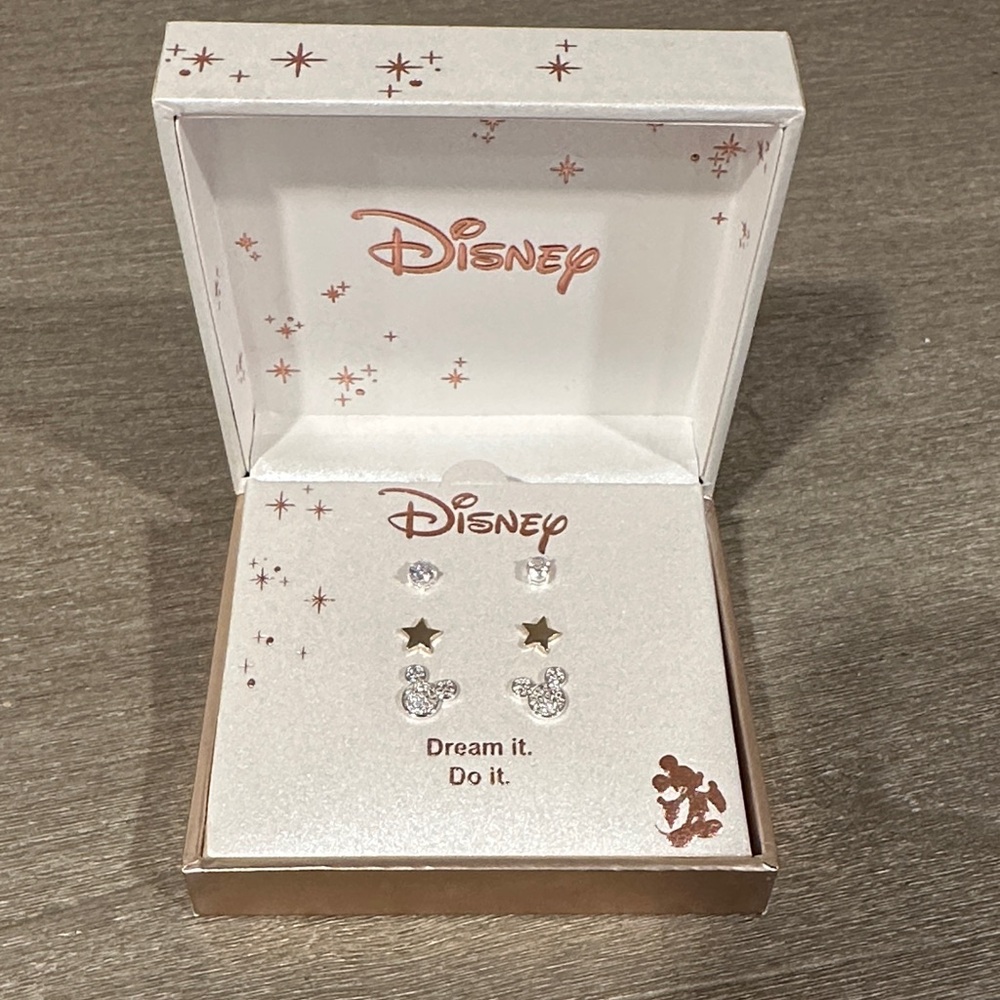 Disney Star and Mickey Mouse Earring Set in Silver and Gold